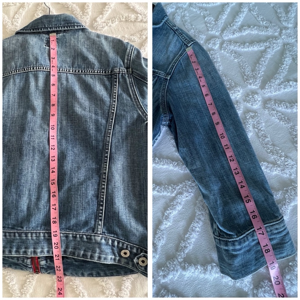 Y2K Lucky Brand Denim Trucker Blue Jean Jacket Blue Faded Zip Size XL - Picture 13 of 14